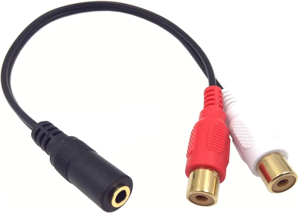 3.5mm Female Jack To 2 RCA Female Jack Audio Adapter Splitter Cable Gold Plated - Image 1 of 4