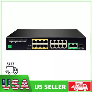 16 Port PoE Switch with 2 Gigabit Uplink Port 250W Power Support IEEE802.3af/at - Picture 1 of 6