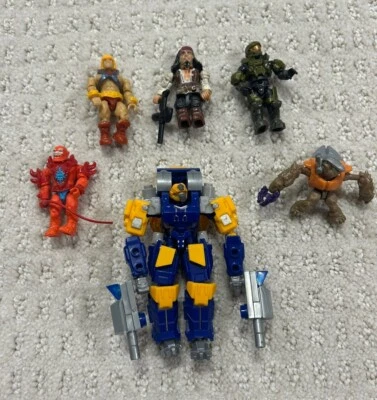 Lot Of 6 Mega Construx Bloks Figures HE- MAN Jack Sparrow Halo - Image 1 of 4