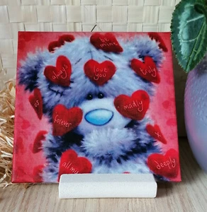 Azulejo decorativo mural azulejo de imagen idea de regalo día de San Valentín oso con corazones (155) - Imagen 1 de 7