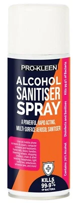 ProKleen Alcohol Sanitiser Spray Aerosol Anti Bacterial Sanitise Surfaces - Image 1 of 4