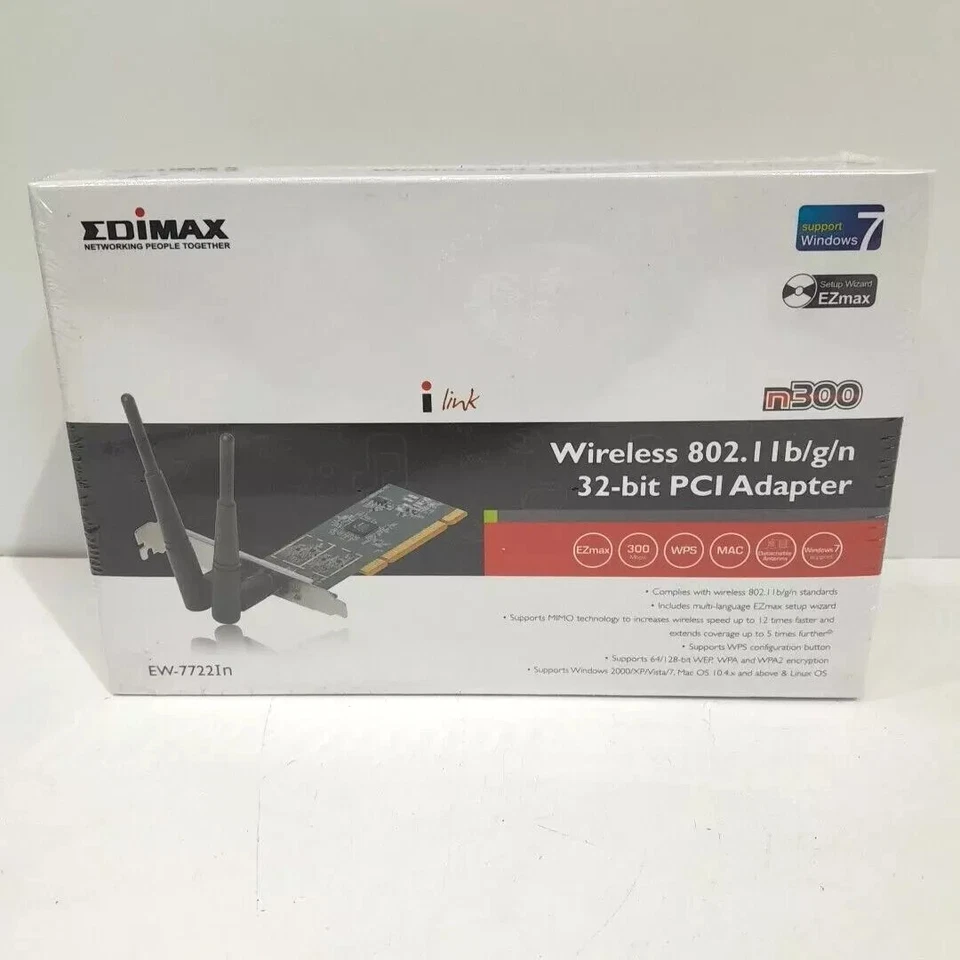 EDIMAX N300 Wireless PCI Adapter - 802.11b/g/n EW-7722In  NEW SEALED - Image 1 of 3