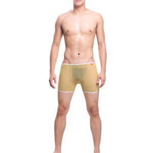 Boxer taille S Jaune total transparent sheer Ref S20 Uzhot by neofan homme sexy