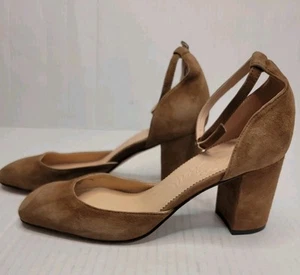 J. CREW Maisie decolte donna marrone chiaro scamosciato cinturino alla caviglia d’orsey tacco tg 8 - Foto 1 di 8