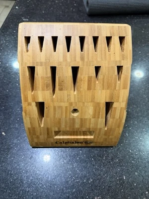 CALPHALON 13 SLOT KATANA LARGE BAMBOO WOODEN KNIFE BLOCK KNIFE HOLDER - Image 1 of 4