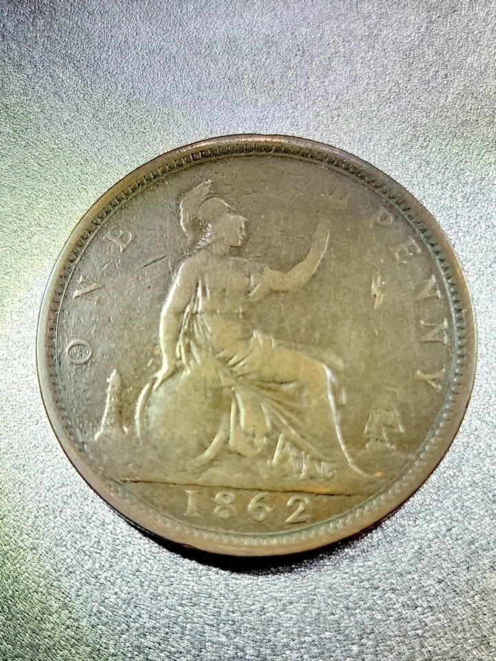 1862 Grã-Bretanha Jovem Victoria Penny Bom Original Fine+ CHRC - Imagem 1 de 2