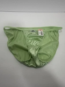 Delicates satin string bikini panties 6 Second Skin JCPenney Shiny pearl green - Picture 1 of 3