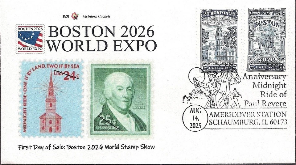 Paul Revere & Old North Church- FDC & Americover cancel-- McIntosh Cachets - Image 1 of 1
