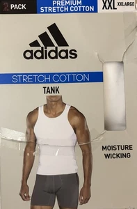 NEU Herren Adidas XXL weiß Stretch Baumwolle Tank Top Unterhemd feuchtigkeitsableitend - Bild 1 von 8