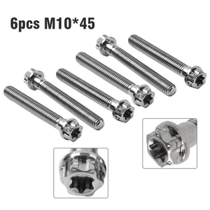 6Stücks Titan Schrauben Torx Kopf Flansch Schrauben M10x45mm Für Motorrad Silber - Photo 1/12