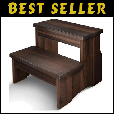 Adults & Kids Wooden Step Stool, Walnut Finish - Portable - Image 1 of 4