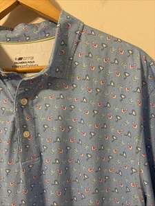 Polo de golf Vineyard Vines talla XL rendimiento elástico estampado de camarones cóctel - Imagen 1 de 9