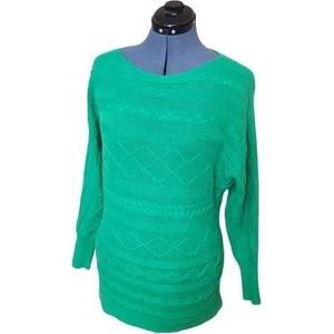 Liz Claiborne batwing Green cable sweater small - Picture 1 of 9