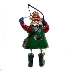 Weihnachtsmann Angeln Weihnachtsschmuck Er fing einen Fisch Spiralbeine 4 Zoll groß - Bild 1 von 2