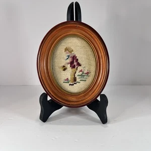 Oval gerahmte Nadelspitze Kind Bewässerung Blumen Landhaus Kern Galerie Wand 6,5" - Bild 1 von 11