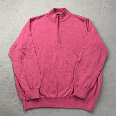 Suéter de golf FootJoy para hombre grande rosa 100 % lana 1/4 cuarto cremallera pulóver logotipo FJ Foto 1 de 4