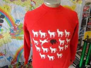 Felpa politica vintage anni 80 democratica asino bianco calci elefante nero S - Foto 1 di 5