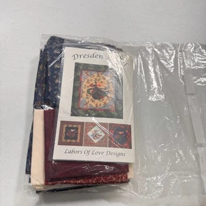 dresden engel quilt set vorgeschnitten baumwollstoff labors of love designs blau rot - Bild 1 von 15