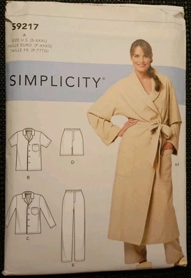 Simplicity S9217 A Sz. S-XXXL  Robe & Pajamas Men & Women Uncut Sewing Pattern  - Image 1 of 4