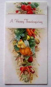 Fall Harvest vegetables glitter   vintage Thanksgiving  greeting card *XX11 - Picture 1 of 3