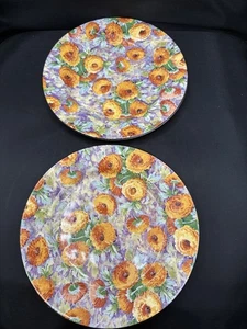 2 Crown Ducal Ware England Ringelblume Chintz achteckige Teller - Bild 1 von 11