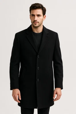 Abrigo London Fog para hombre exclusivo mezcla de lana negro 44R Foto 1 de 4