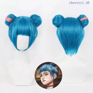 LoL Arcane Season 2 Jinx Double Bun Perücke Hitzebeständig Cosplay Halloween Comic - Bild 1 von 12