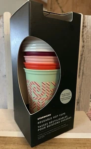 STARBUCKS 2020 HOLIDAY REUSABLE COLOR-CHANGE 16oz HOT CUPS 4er Set mit Deckel *lesen - Bild 1 von 6