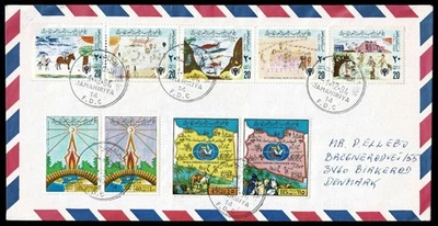 SG73 LIBIA 1984 Filatélico Correo Aéreo Cubierta a Dinamarca Foto 1 de 2