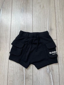 BURBERRY Horseferry Print Cotton Drawcord Shorts Logo Black kids 4Y - Picture 1 of 10