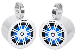 (2) Kicker 51KM604WL 6.5" KM-Series 150 Watt Marine LED Wakeboard Tower Speakers - Picture 1 of 12