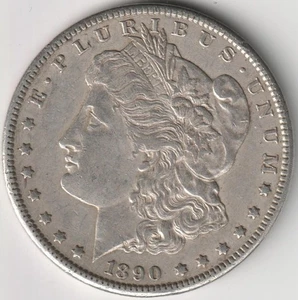 #1 BETTER DATE 1890-CC MORGAN SILVER DOLLAR XF - Bild 1 von 2