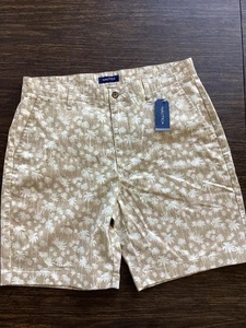 NEW Nautica Classic Fit Deck Short Palm Trees 32w / 8” Inseam Stretch Tan NWT - Picture 1 of 11