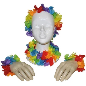 Hawaii Luau Party Blume Hula Mädchen 4 Stck. 10 ZOLL-40 ZOLL Stoff Leis, Regenbogen - Bild 1 von 2