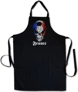 BLACK CLASSIC FOOTBALL FRANCE SKULL FLAG GRILLSCHÜRZE KOCHSCHÜRZE - Fuball Fan - Picture 1 of 1