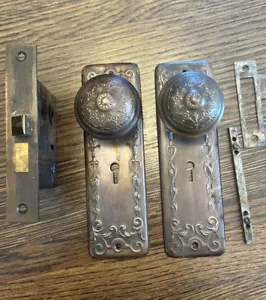 Antique Bronze Reading Hardware Clifton Door Knobs Plates Mortice Ock I-11300 - Picture 1 of 10