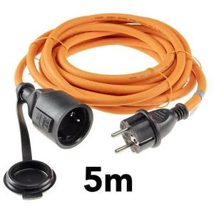 Verlängerung Kabel Außen 5m Schuko Gummi Stromkabel Orange Verlängerungskabel - Bild 1 von 4