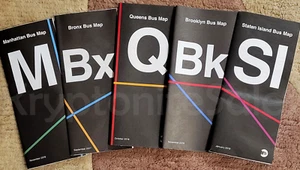 Set of 5 New York City Bus Maps Manhattan Bronx Queens Brooklyn Staten Island - Picture 1 of 11