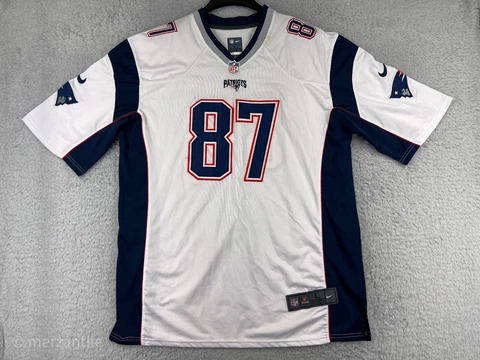 New England Patriots Football Jersey Mens Large White Blue #87 Rob Gronkows Nike Cover