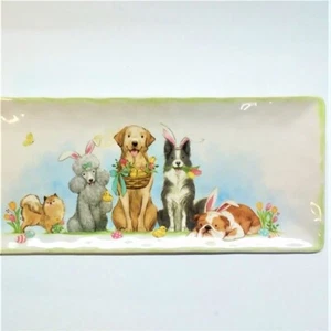 PIER1 DOGGIE EASTER PARADE SERVING PLATTER TRAY BNWT - Picture 1 of 2