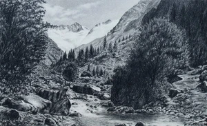 Gebirgslandschaft. Russischer Maler? Sign. - Picture 1 of 3