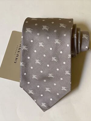 NEW Burberry Stone Gray Dots Mans 100% Silk Tie Authentic Italy 3.5" 0350451 - Image 1 of 4