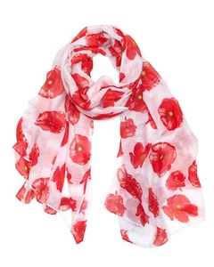 Wrapables Lightweight Poppy Floral Print Long Scarf - Picture 1 of 19