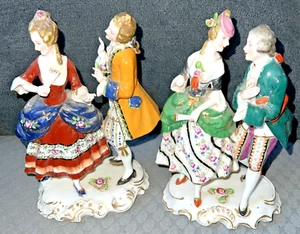 Vintage 1940's Occupied Japan Porcelain Figurine Lot of 2 Courting Couples - Picture 1 of 14