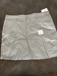 "Mini Skort Croft & Barrow beige talla 18 bolsillos elásticos cintura 38"" largo 19"" nuevo con etiquetas" - Imagen 1 de 6