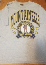 🔥Vintage 90's 1991 West Virginia University WVU Football Shirt Gray Large TSI