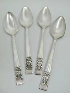 4 pcs Oneida Community Coronation Teaspoons Spoons Silverplate Silverware  - Picture 1 of 4