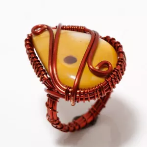 Brecciated Mookaite Gemstone Handmade Wire Wrap Copper Jewelry Ring 8.25" SR 697 - Picture 1 of 7