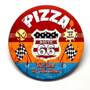 Route 66 Pizza Advertising Pocket Mirror Vintage Style - Picture 1 of 2