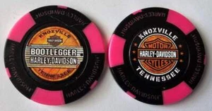 BOOTLEGGER HARLEY-DAVIDSON Knoxville TN Full Color Black/Hot Pink Poker Chip - Bild 1 von 3